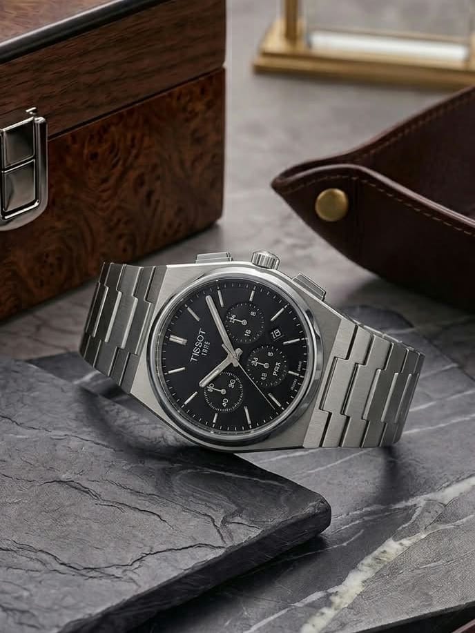 Three sub-dials offer accurate timekeeping with sub-second, minute, and hour tracking.