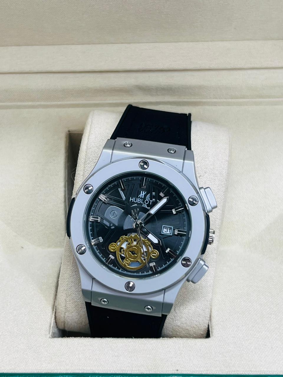 Men’s Matte Black Open-Heart Automatic Watch | Rubber Strap