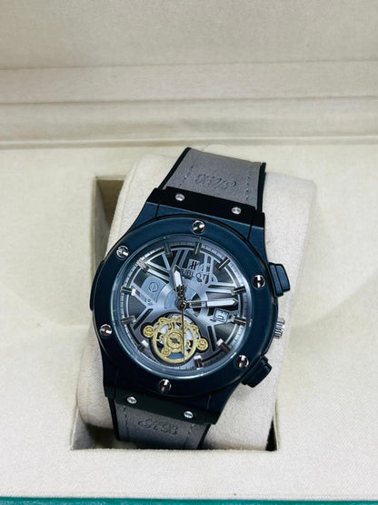 Men’s Matte Black Open-Heart Automatic Watch | Rubber Strap