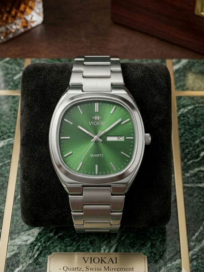 VIOKAI Classic Green Dial Stainless Steel Watch – Swiss Quartz Movement