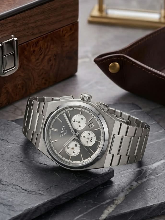 Three sub-dials offer accurate timekeeping with sub-second, minute, and hour tracking.