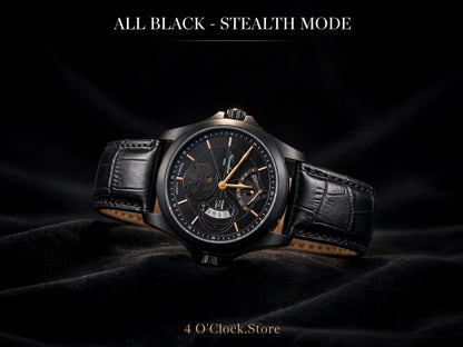 Luxury Men's Chrono-Style Leather Watch – Classic Multi-Dial Edition