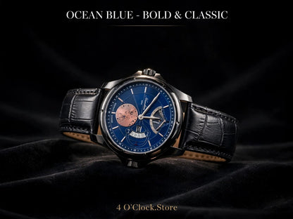 Luxury Men's Chrono-Style Leather Watch – Classic Multi-Dial Edition