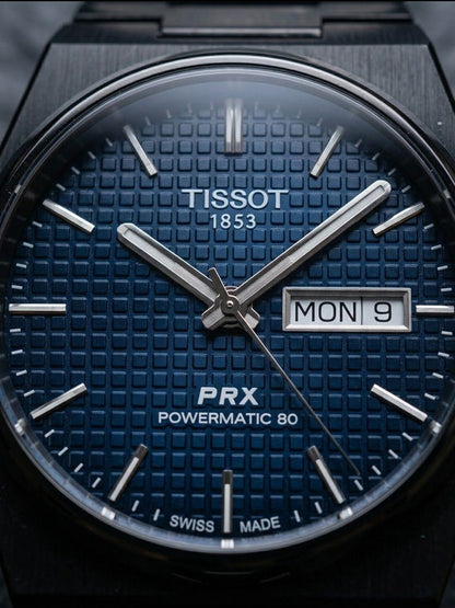 Tissot PRX Powermatic 80 Blue Dial Black Stainless Steel Men's Watch